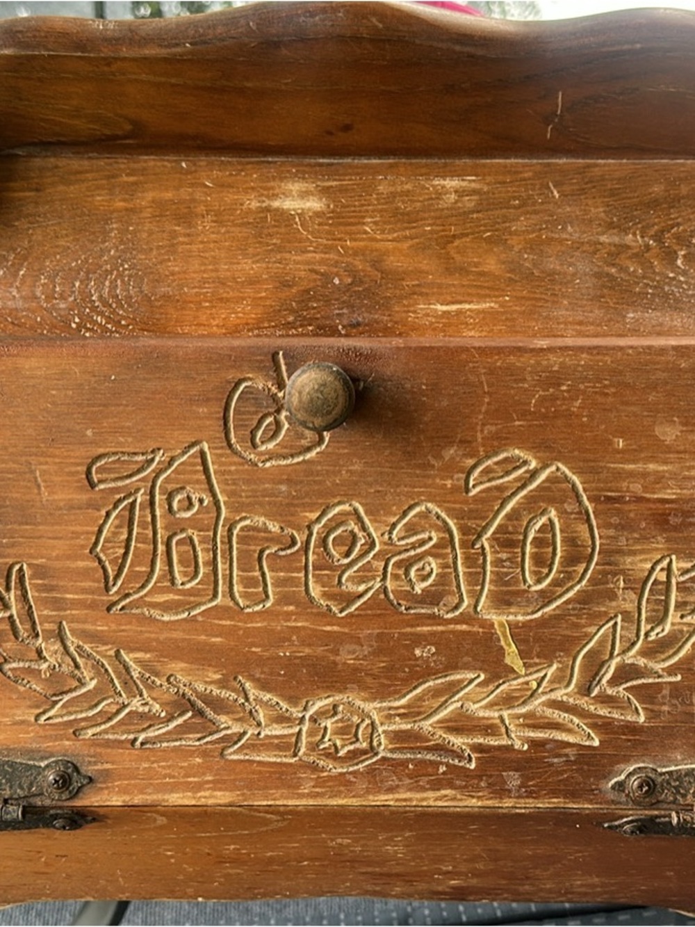 Wooden 'Bread' Box with Carved Script